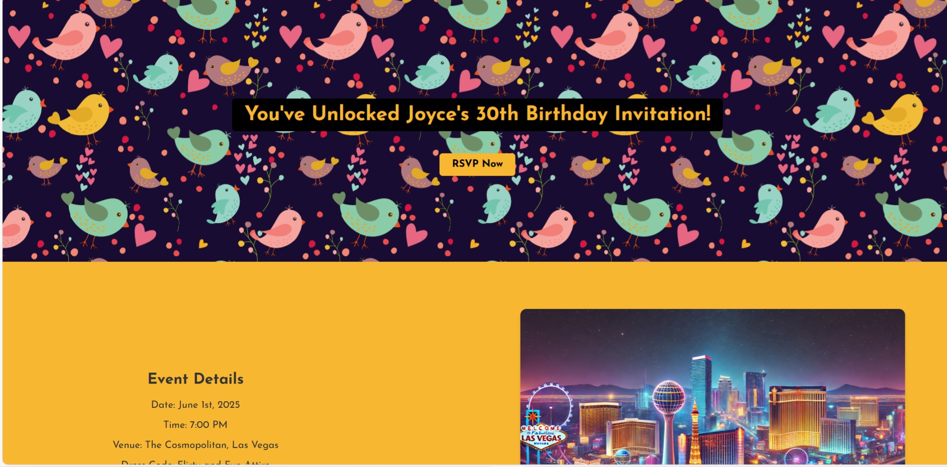 Encrypted Birthday Invitation Screenshot